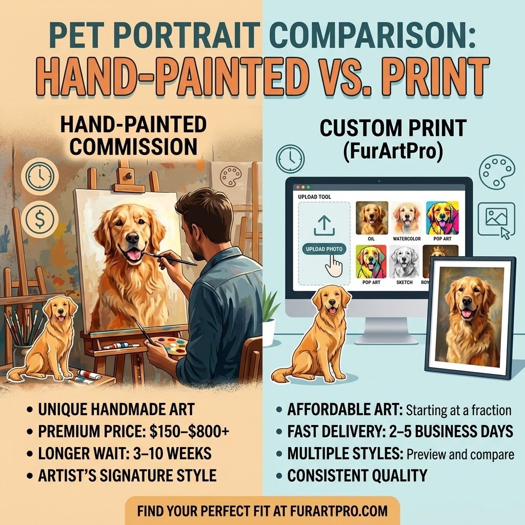 Custom Pet Portrait Print vs. Hand-Painted Commission: Which Is Actually Worth It in 2026?