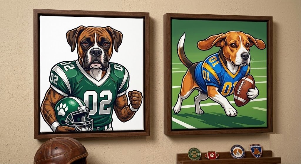 Football Star Pet Portraits: The Perfect Gift for Game Day Fanatics